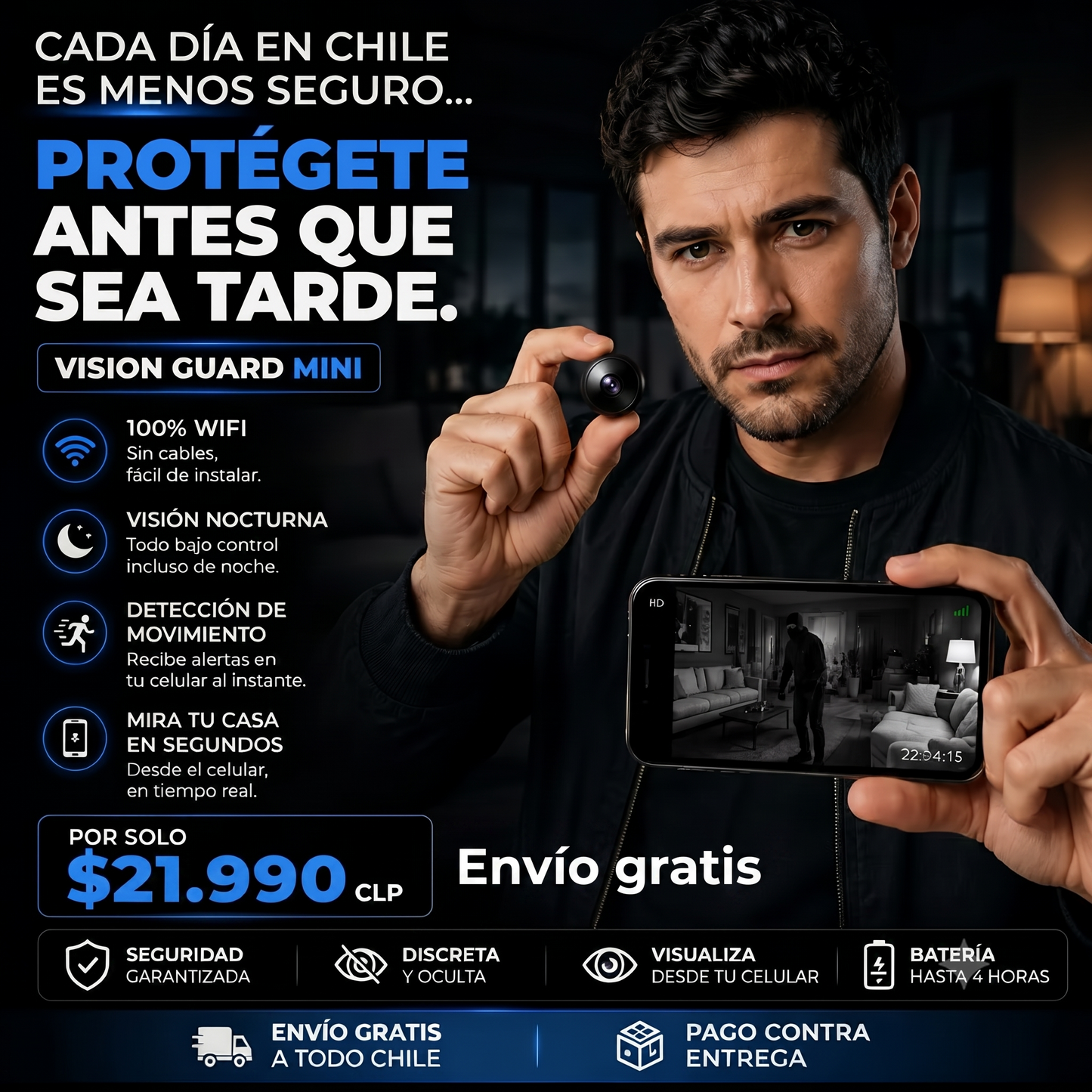 VisionGuard™ Mini Cámara Home A9™ PROTEGE TU HOGAR DESDE CUALQUIER LUGAR