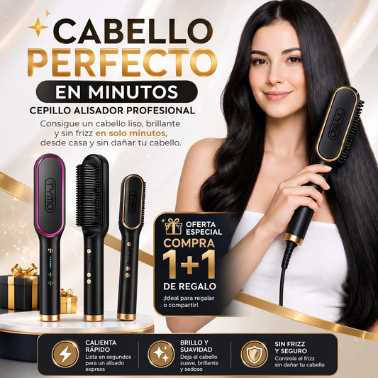 Cepillo Alisador Rizador Multifuncional + 1 De Regalo - Tymo®️