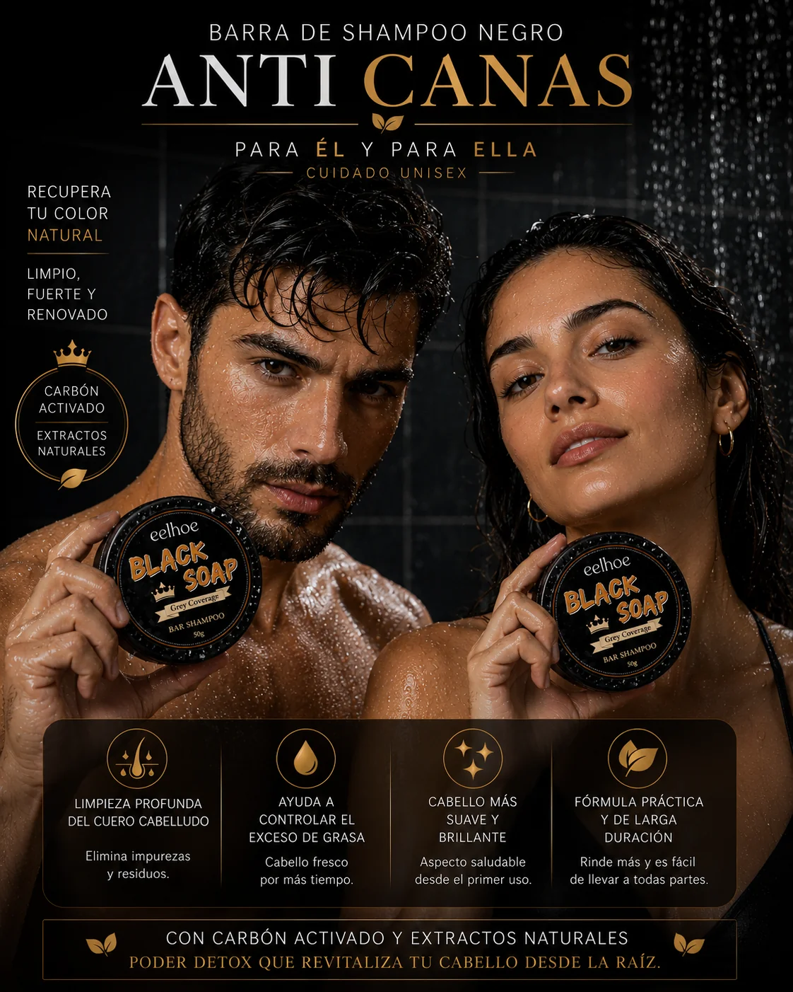 BLACK SOAP SHAMPOO BARRA ANTI CANAS